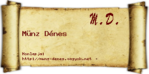 Münz Dénes névjegykártya